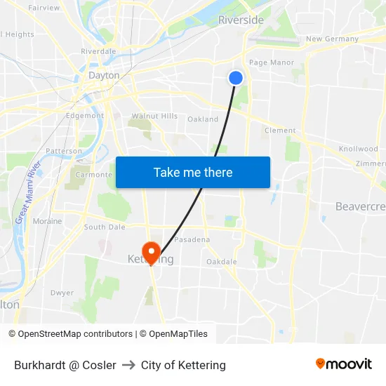 Burkhardt @ Cosler to City of Kettering map