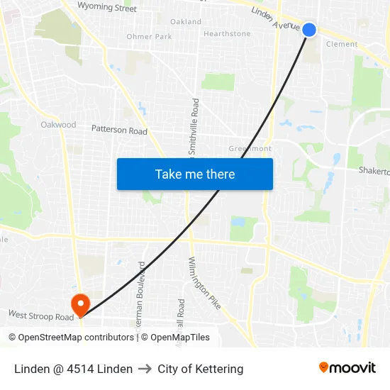 Linden @ 4514 Linden to City of Kettering map