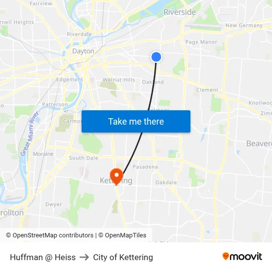 Huffman @ Heiss to City of Kettering map