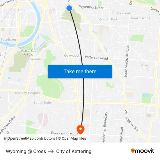Wyoming @ Cross to City of Kettering map