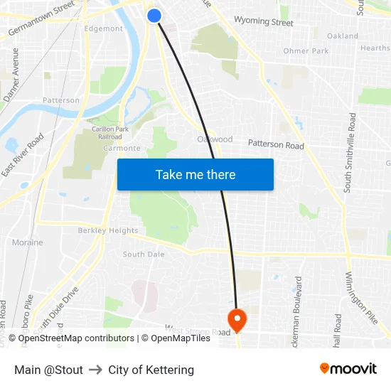 Main @Stout to City of Kettering map