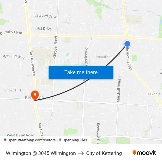Wilmington @ 3045 Wilmington to City of Kettering map