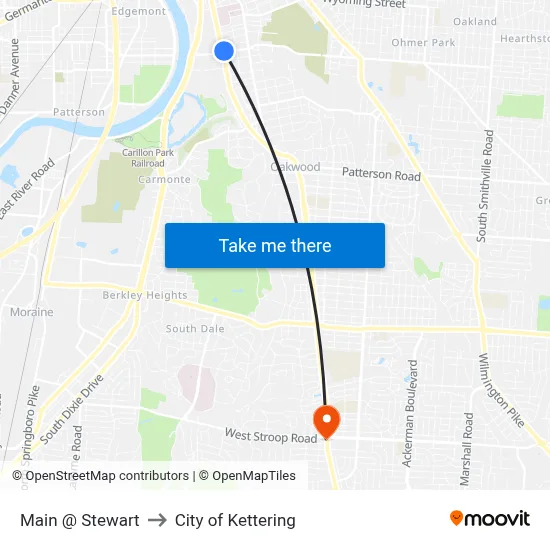 Main @ Stewart to City of Kettering map