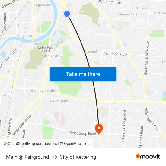 Main @ Fairground to City of Kettering map