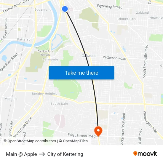 Main @ Apple to City of Kettering map
