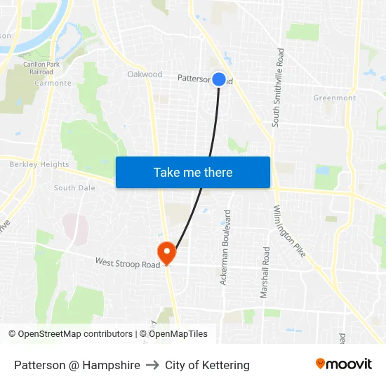 Patterson @ Hampshire to City of Kettering map
