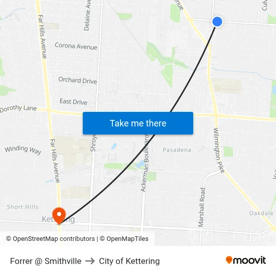 Forrer @ Smithville to City of Kettering map