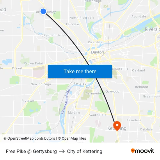 Free Pike @ Gettysburg to City of Kettering map