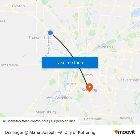 Denlinger @ Maria Joseph to City of Kettering map
