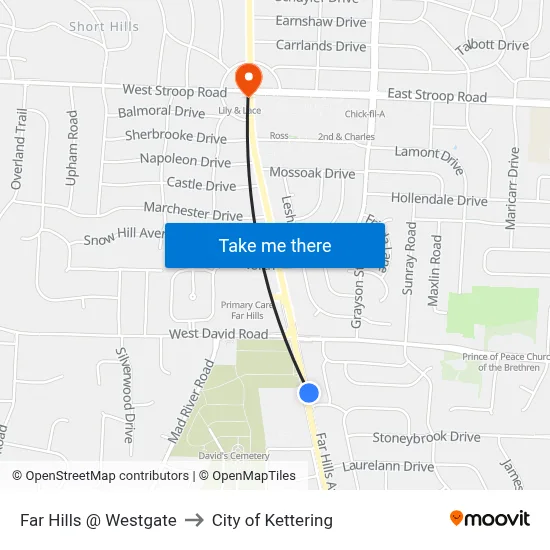 Far Hills @ Westgate to City of Kettering map