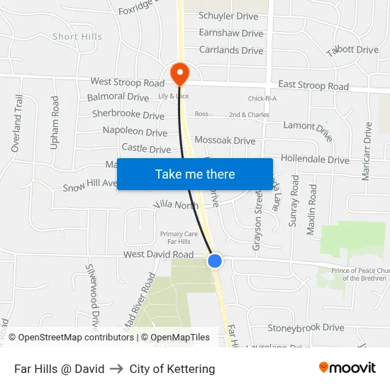 Far Hills @ David to City of Kettering map