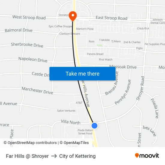 Far Hills @ Shroyer to City of Kettering map