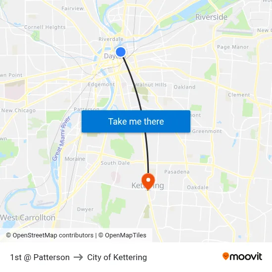 1st @ Patterson to City of Kettering map