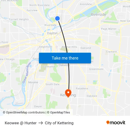Keowee @ Hunter to City of Kettering map