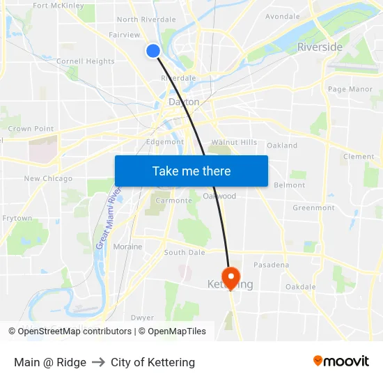 Main @ Ridge to City of Kettering map