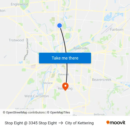 Stop Eight @ 3345 Stop Eight to City of Kettering map
