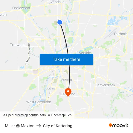 Miller @ Maxton to City of Kettering map