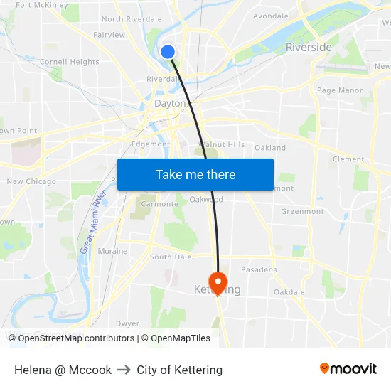 Helena @ Mccook to City of Kettering map