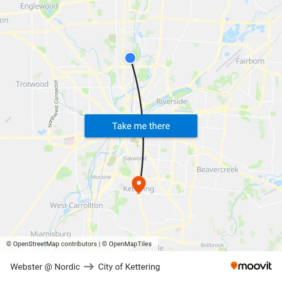 Webster @ Nordic to City of Kettering map