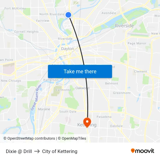 Dixie @ Drill to City of Kettering map