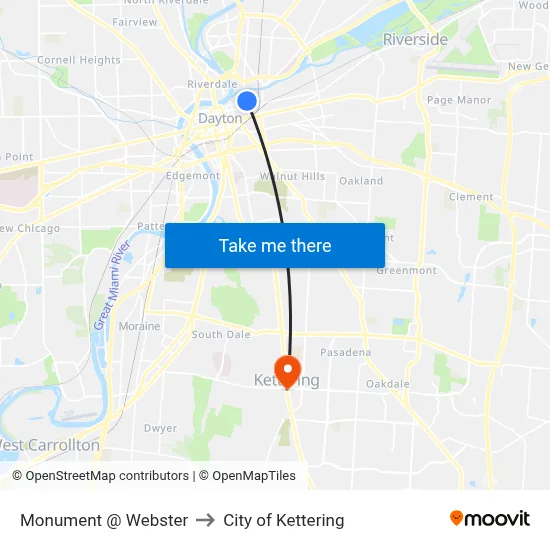 Monument @ Webster to City of Kettering map