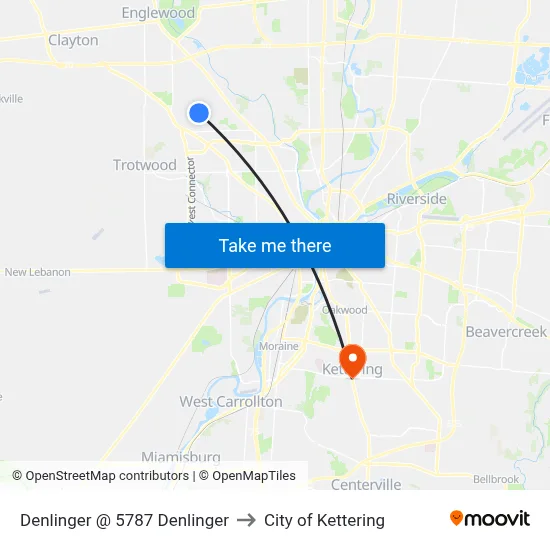 Denlinger @ 5787 Denlinger to City of Kettering map