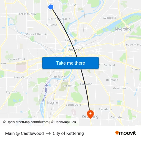 Main @ Castlewood to City of Kettering map