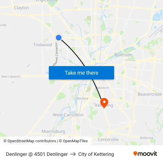 Denlinger @ 4501 Denlinger to City of Kettering map