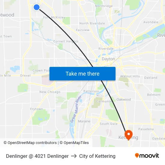 Denlinger @ 4021 Denlinger to City of Kettering map