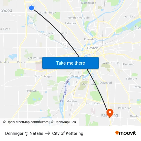 Denlinger @ Natalie to City of Kettering map