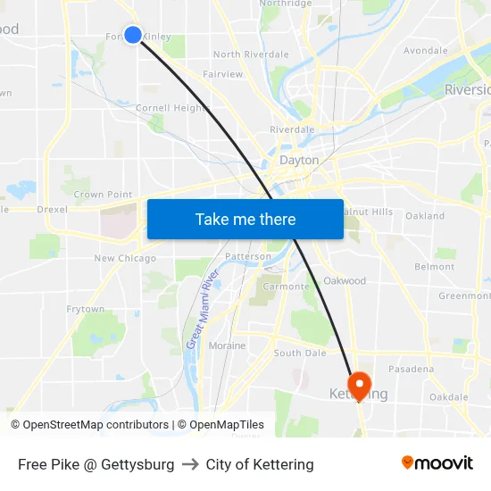 Free Pike @ Gettysburg to City of Kettering map