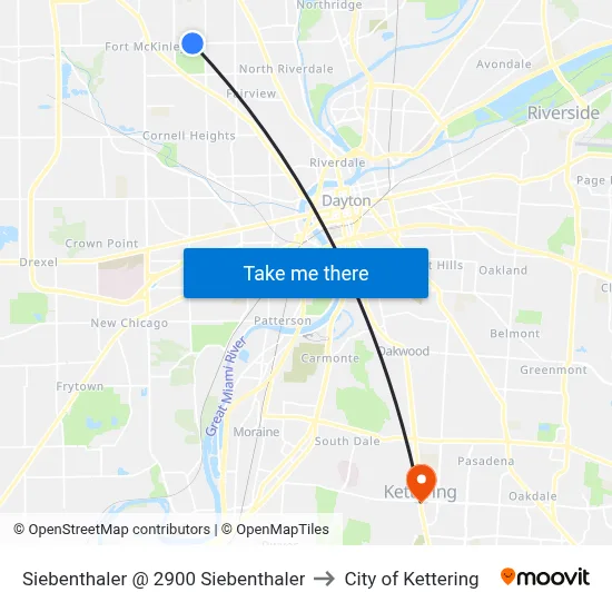 Siebenthaler @ 2900 Siebenthaler to City of Kettering map