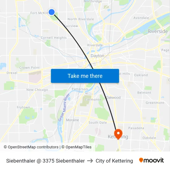 Siebenthaler @ 3375 Siebenthaler to City of Kettering map