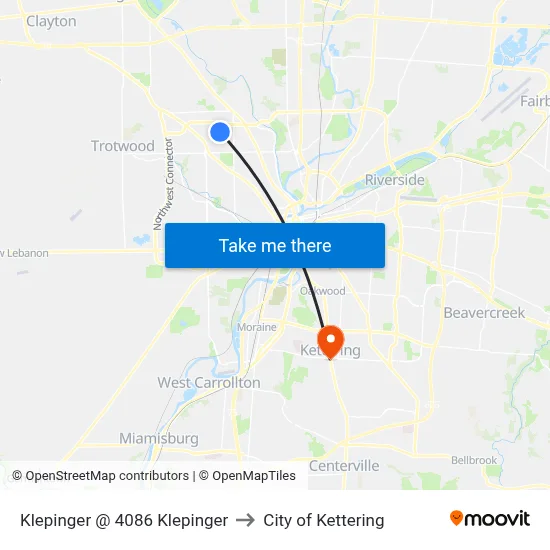 Klepinger @ 4086 Klepinger to City of Kettering map