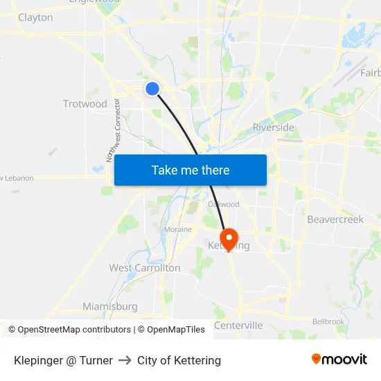 Klepinger @ Turner to City of Kettering map