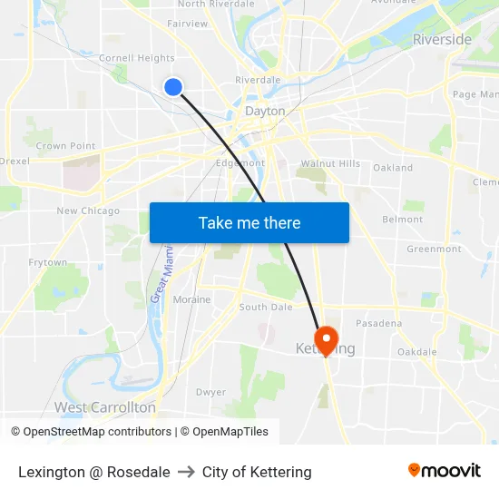 Lexington @ Rosedale to City of Kettering map