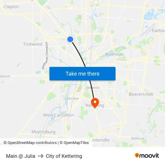 Main @ Julia to City of Kettering map