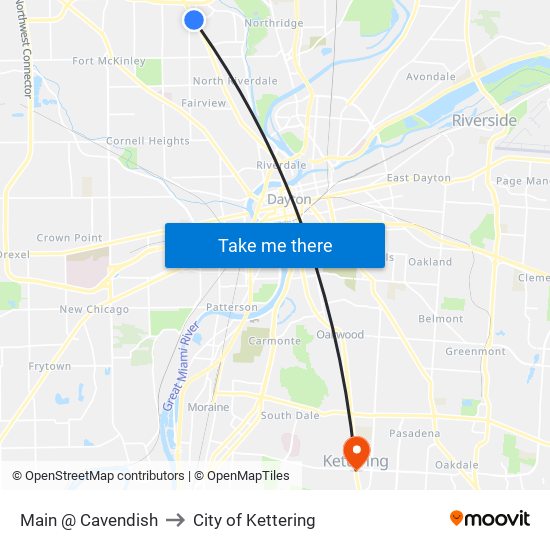 Main @ Cavendish to City of Kettering map