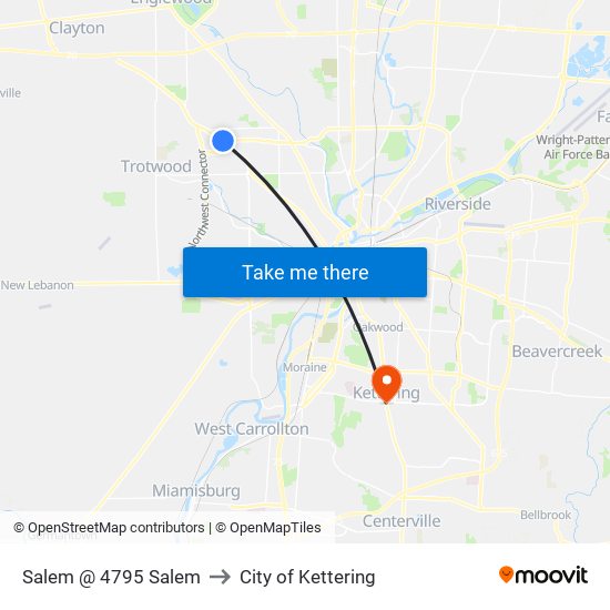 Salem @ 4795 Salem to City of Kettering map
