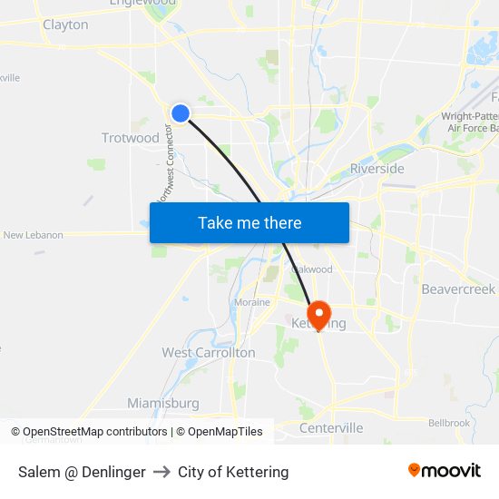 Salem @ Denlinger to City of Kettering map