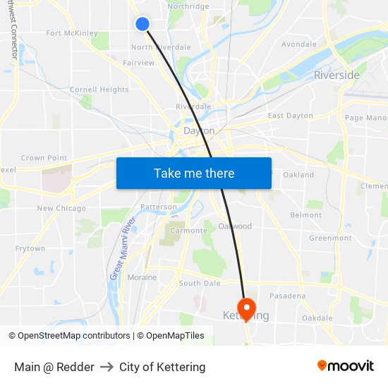 Main @ Redder to City of Kettering map