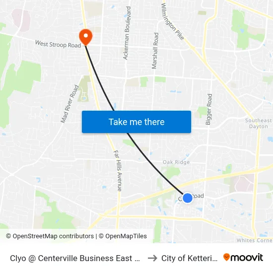 Clyo @ Centerville Business East End to City of Kettering map