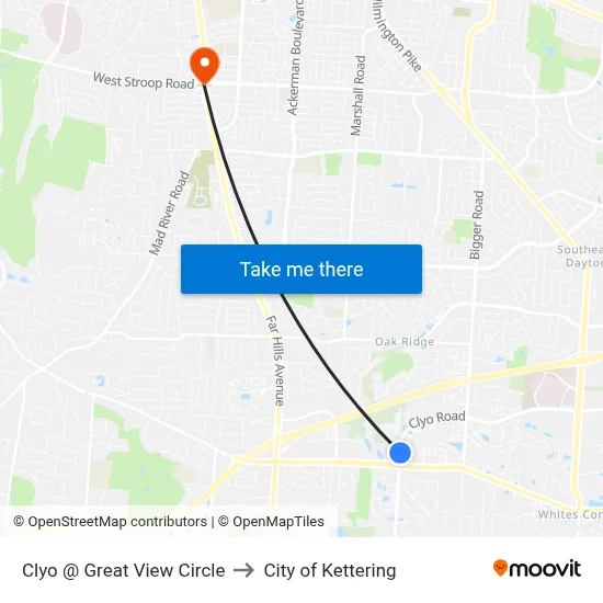 Clyo @ Great View Circle to City of Kettering map