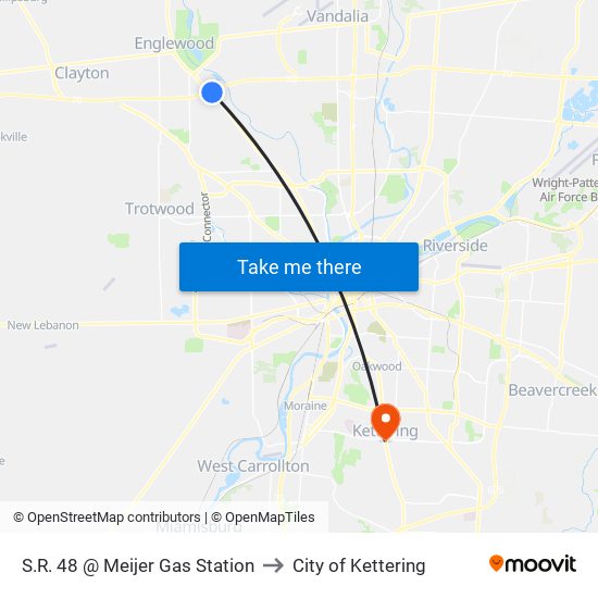 S.R. 48 @ Meijer Gas Station to City of Kettering map