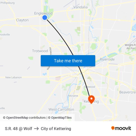 S.R. 48 @ Wolf to City of Kettering map