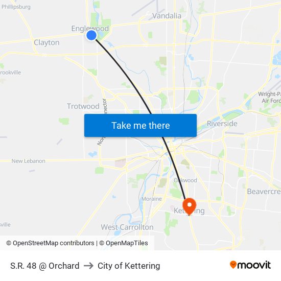 S.R. 48 @ Orchard to City of Kettering map