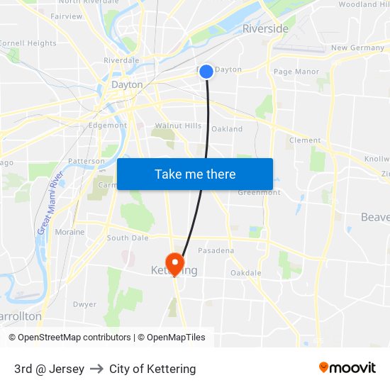 3rd @ Jersey to City of Kettering map