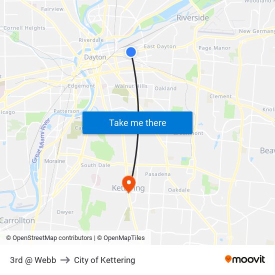 3rd @ Webb to City of Kettering map