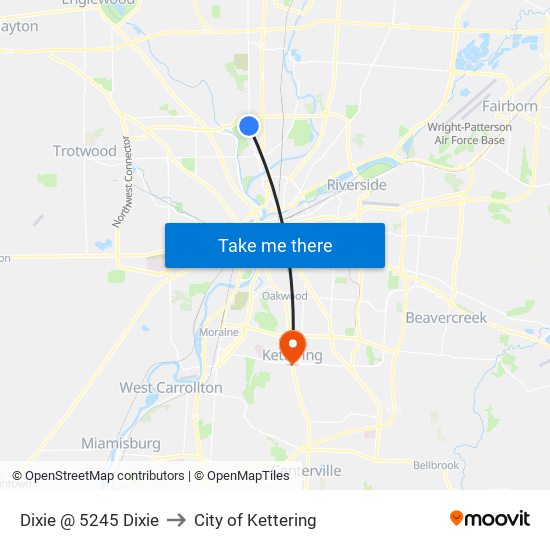 Dixie @ 5245 Dixie to City of Kettering map