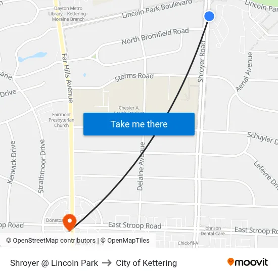 Shroyer @ Lincoln Park to City of Kettering map